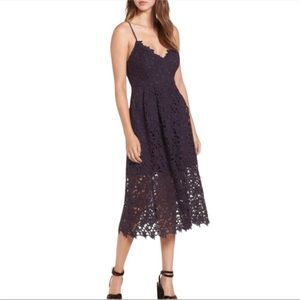 ASTR purple eggplant lace midi dress ZL